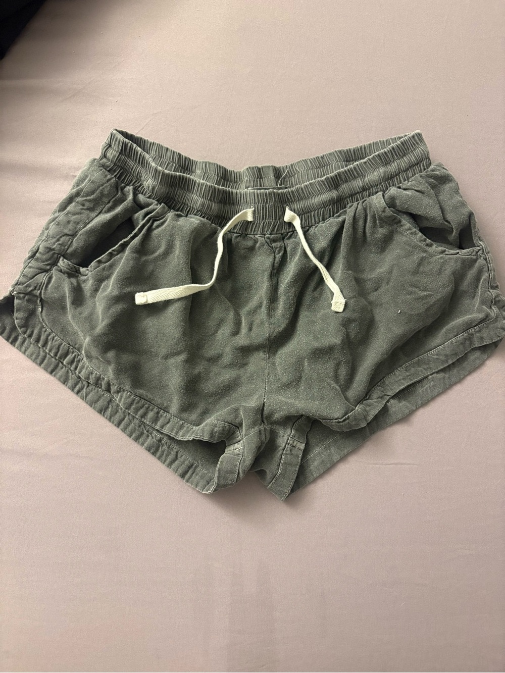 Billabong Women’s Gray Road Trippin Shorts Elastic Waist Drawstring